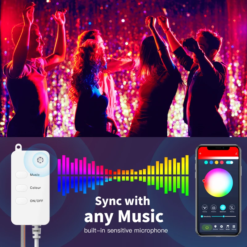 

Tuya WiFi смарт-Глобус Фея светильник s IP65 водонепроницаемая светодиодная лента RGB полосы светильник дистанционного Управление работать с Alexa Google Home танец с музыкой