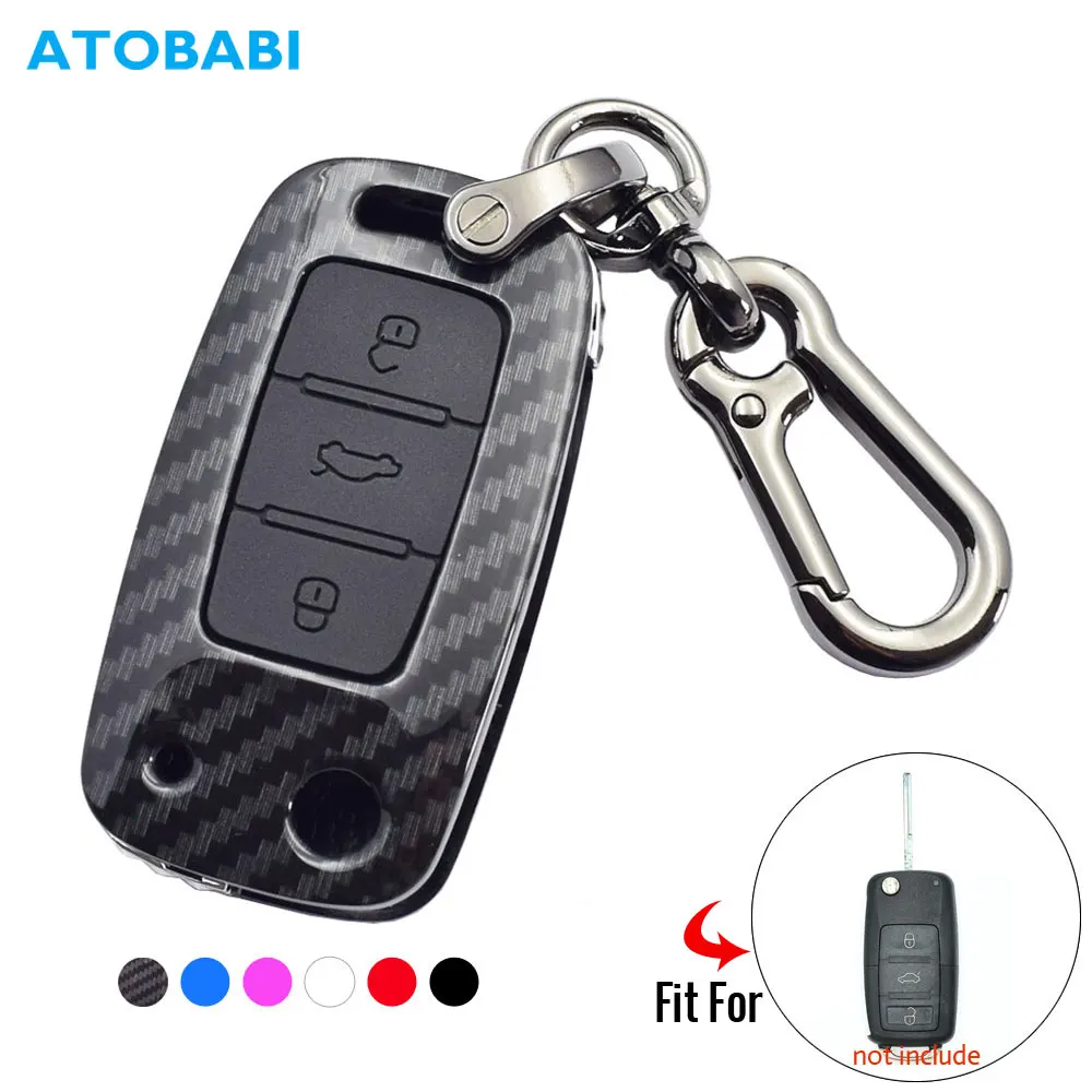 Карбоновый чехол для автомобильного ключа VW Volkswagen Jetta Passat Golf Beetle Rabbit GTI CC EOS сиденье с 3 кнопками складной