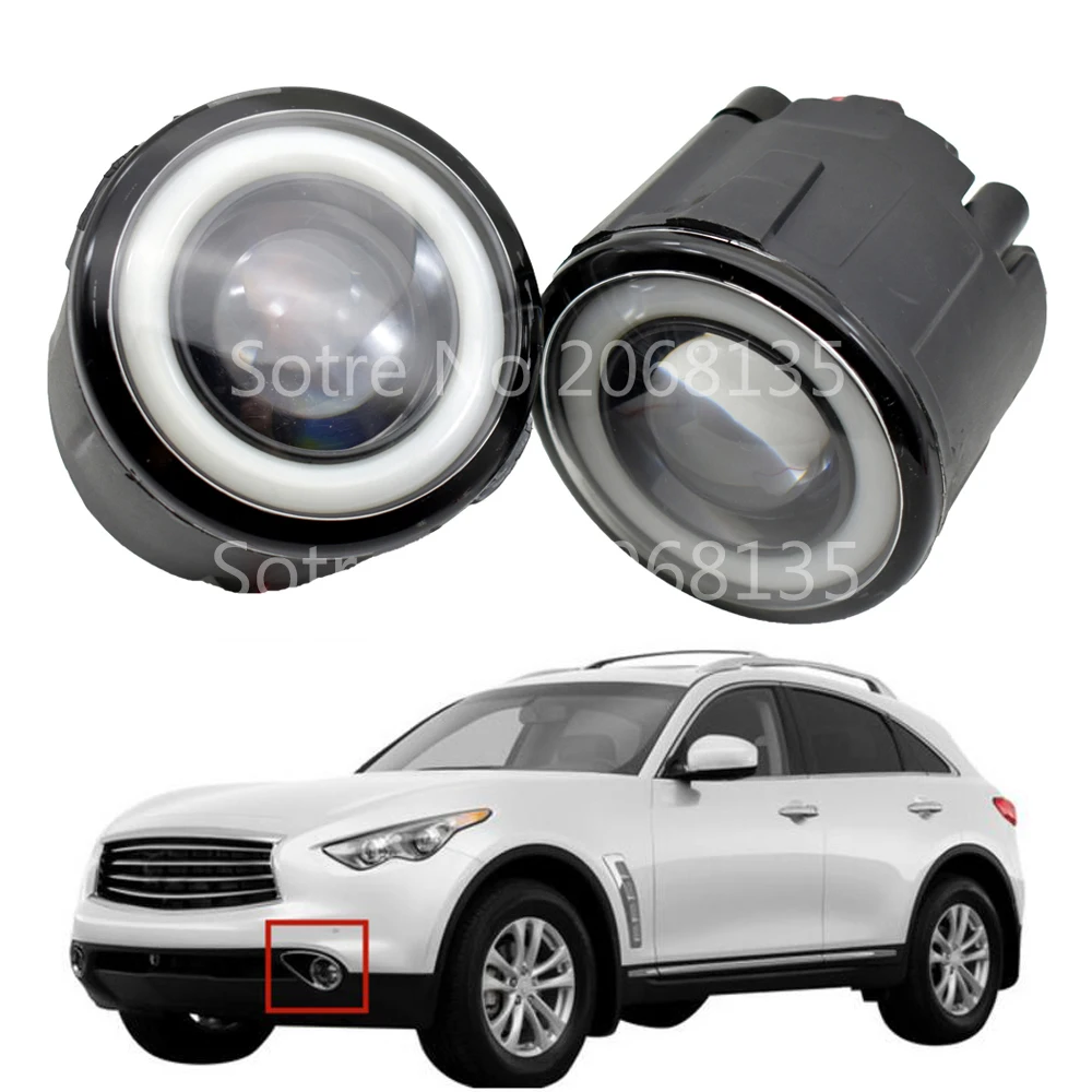 2x Автомобильные светодиодные противотуманные фары 90 мм круглые с ангельским