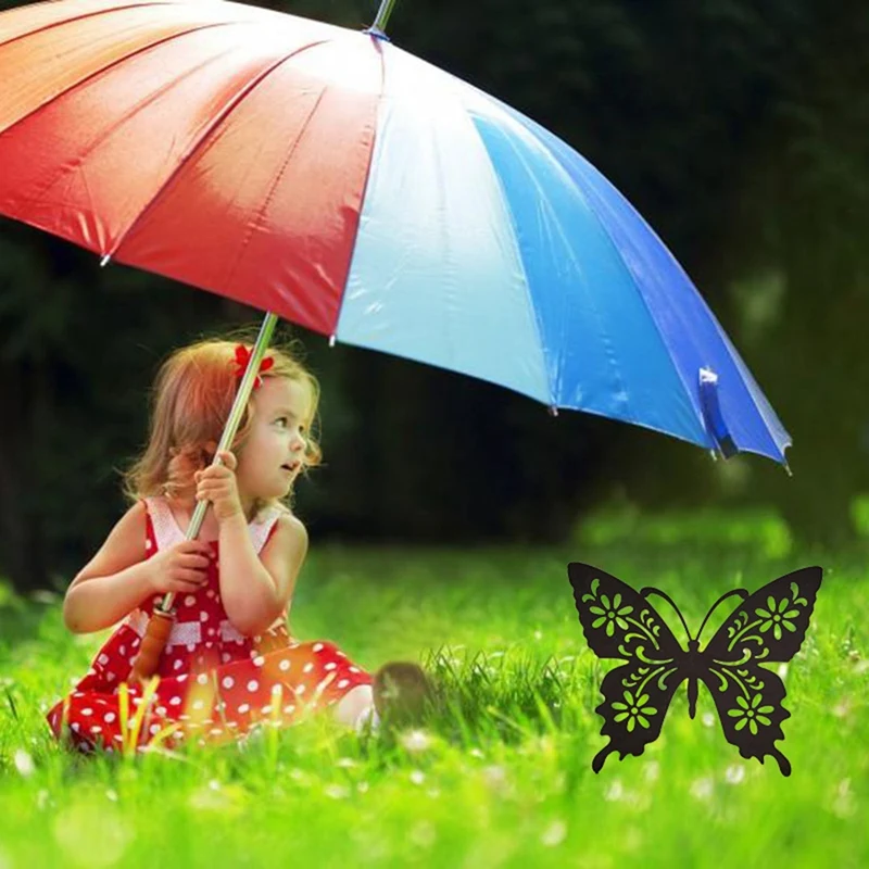 

Butterfly Silhouette Garden Stake Acrylic Black Butterfly Floral Cutouts Yard Art Lawn Outdoor Patio Home Garden Decor