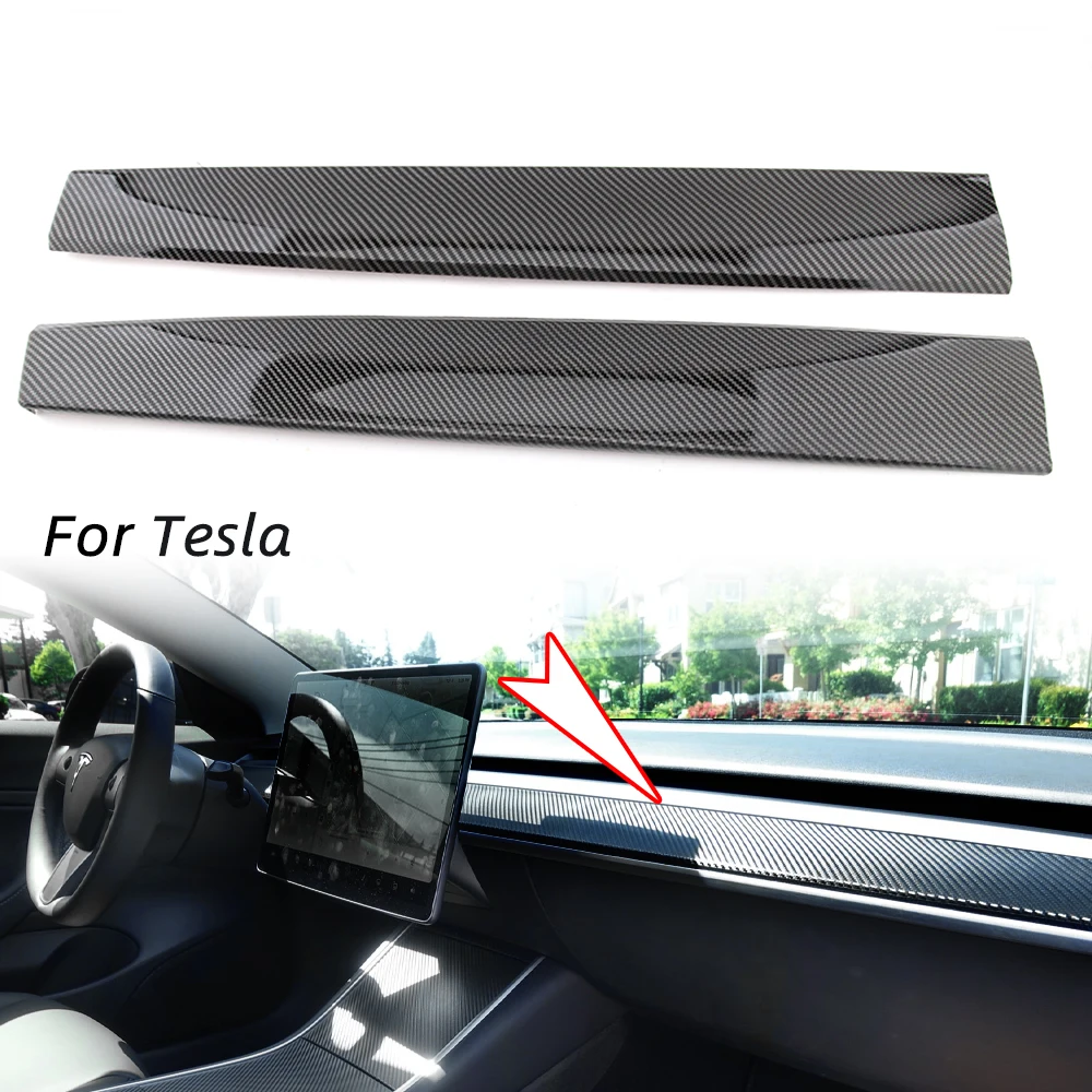 

Car Center Console Trim For Tesla Model 3 Y Carbon Fiber Accessories Dashboard Panel Wrap Overlay Car Decoration 2017-2021