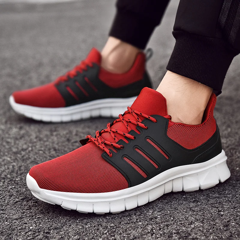 Мужские сетчатые кроссовки на шнуровке черные легкие дышащие Повседневная