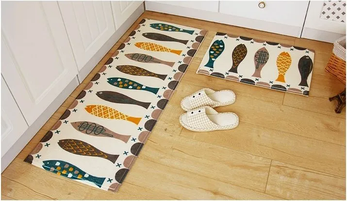 Fish Door Mat Hall Bathroom Kitchen Household Carpet Absorbent Non-slip Coral Velvet Rug Felt Tape |