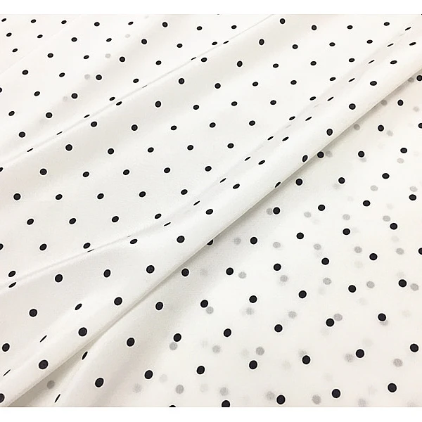 Белый фон длина волны Точка шелк креп де шин 100% шелковая ткань Классическая