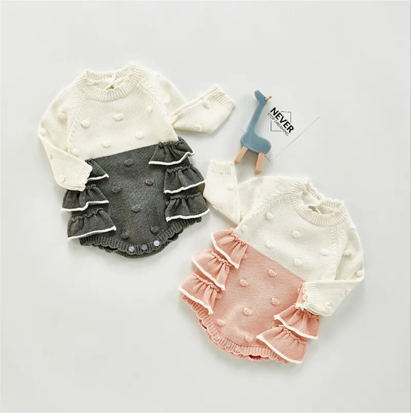 

Комбинезон вязаный для девочек, с длинным рукавом, круглым вырезом и застежкой на пуговицах, Осень-зима комбинезон в технике пэчворк