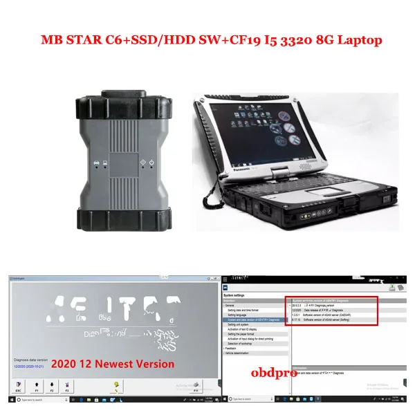 Новейший мультиплекс диагностики Doip VCI c6 mb star c5 c4 toughbook для ноутбука I5 CF19 полное