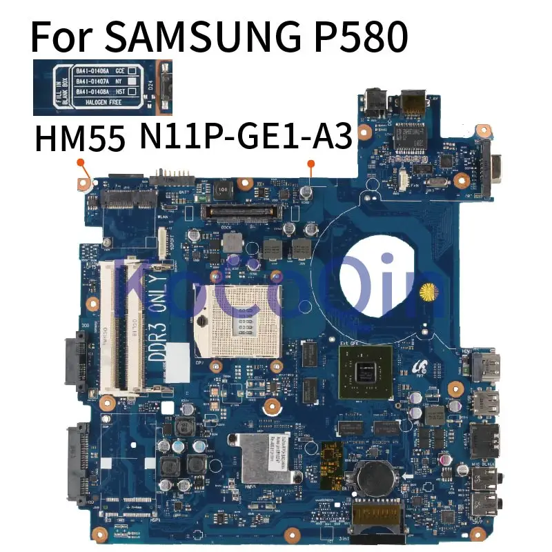 Материнская плата KoCoQin для ноутбука SAMSUNG P580 системная BA41 01407A BA92 07347A HM55