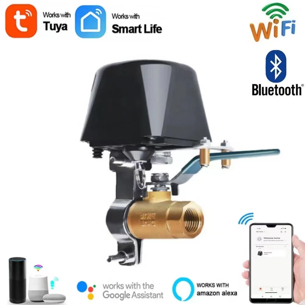 

Умный клапан для воды Tuya с Wi-Fi, клапан для газа, функция таймера, дистанционное управление через приложение, контроллер отключения, работает ...