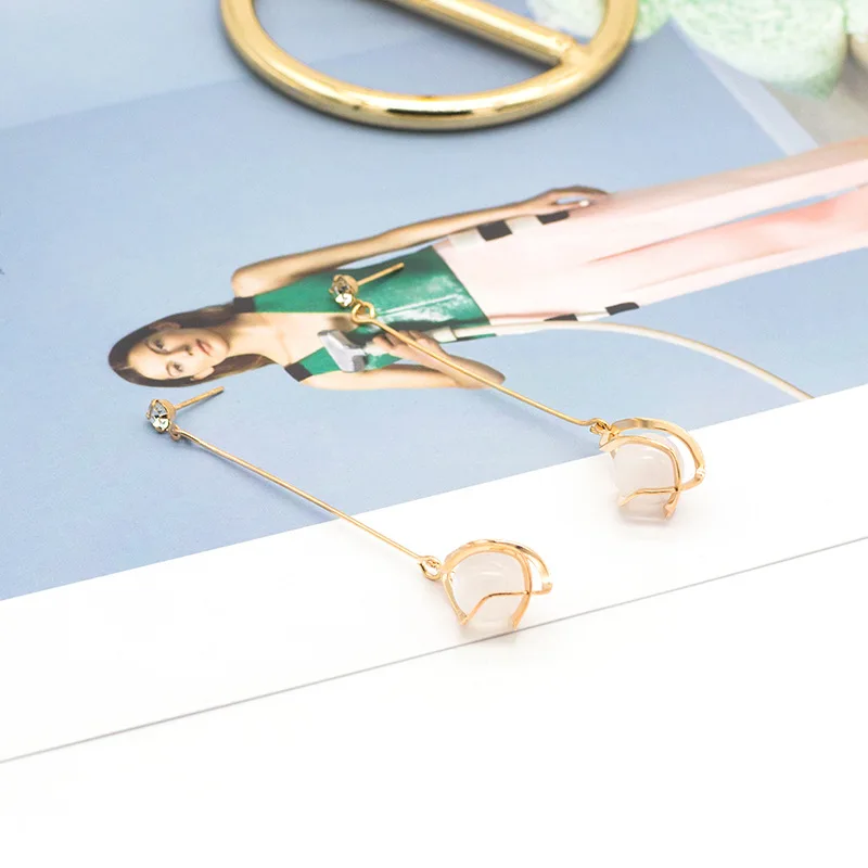 Женские серьги с розовым камнем и кристаллами в Корейском стиле модные милые