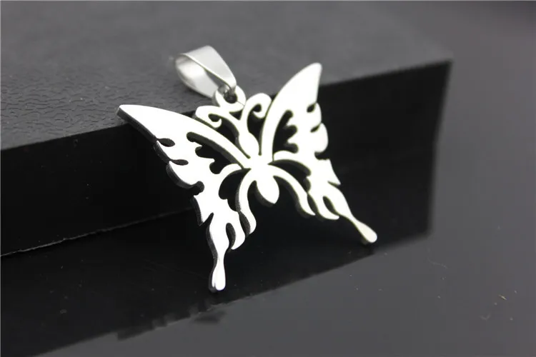 Колье с ажурной бабочкой из нержавеющей стали для женщин и мужчин длинная