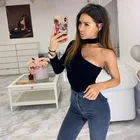 Боди женское однотонное на одно плечо, с длинным рукавом, зима-весна, 2019