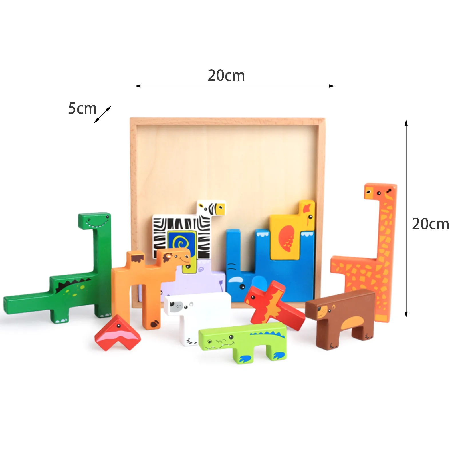 

Colorful 3D Puzzle Wooden Tangram Math Toy Animal Game Children's Intellectual Educational Toy For Preschoolers