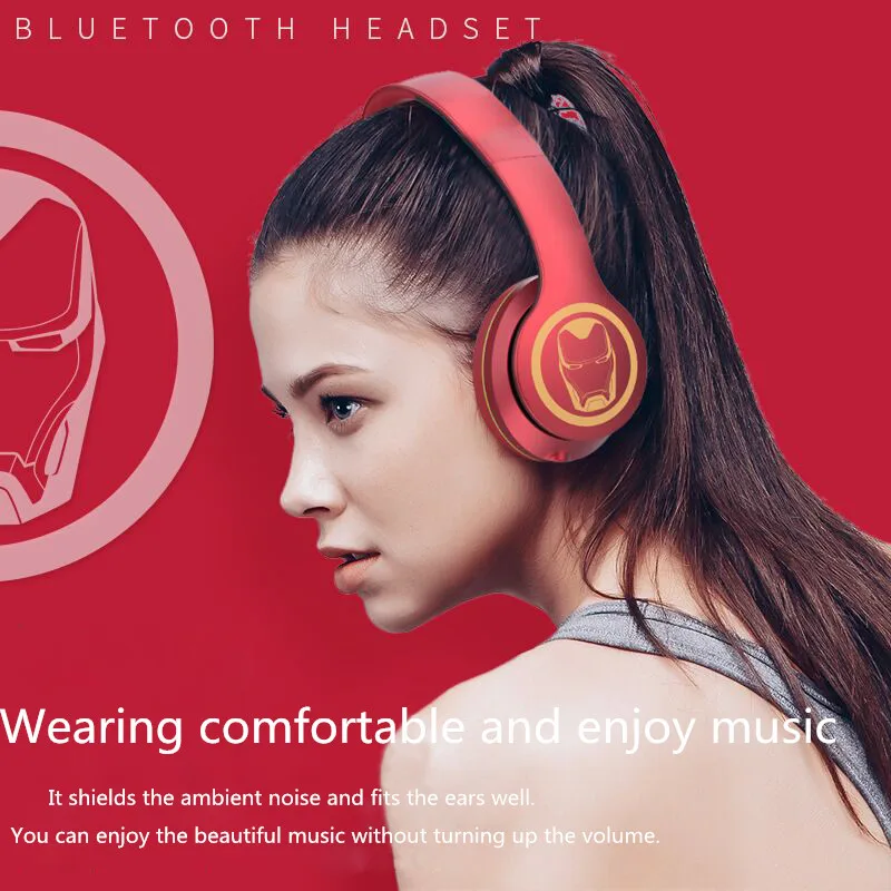 Оригинальные Bluetooth наушники серии Marvel, Мстители, 5,0, Беспроводная складная гарнитура, для бега, Hi-Fi, стерео наушники для ПК, мобильного телефона