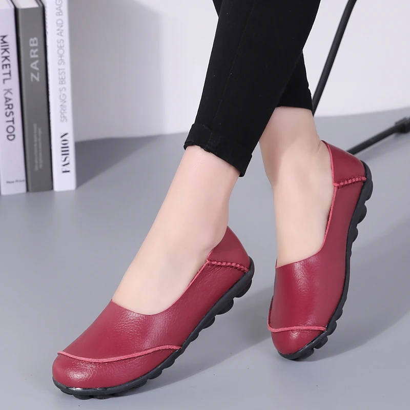 Женская обувь на плоской подошве лоферы из натуральной кожи весну 2019|Обувь без