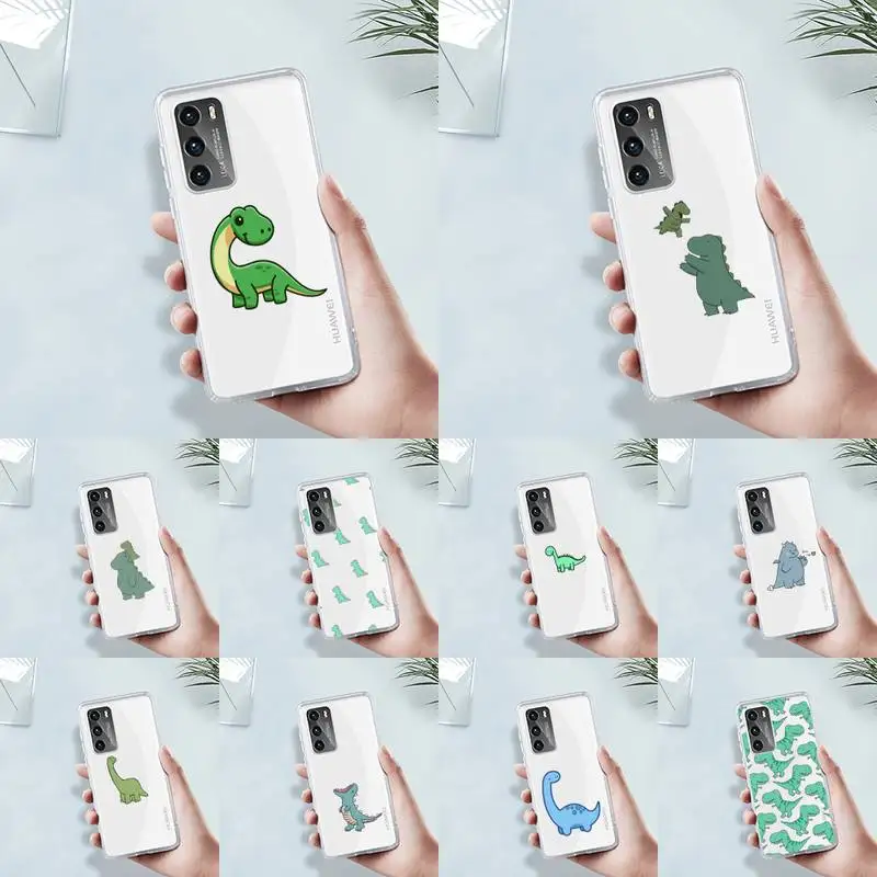 

cartoon dinosaur Phone Case Transparent For Huawei MATE P 40 30 20 10 pro plus lite X 5G Soft TPU Clear Mobile bags