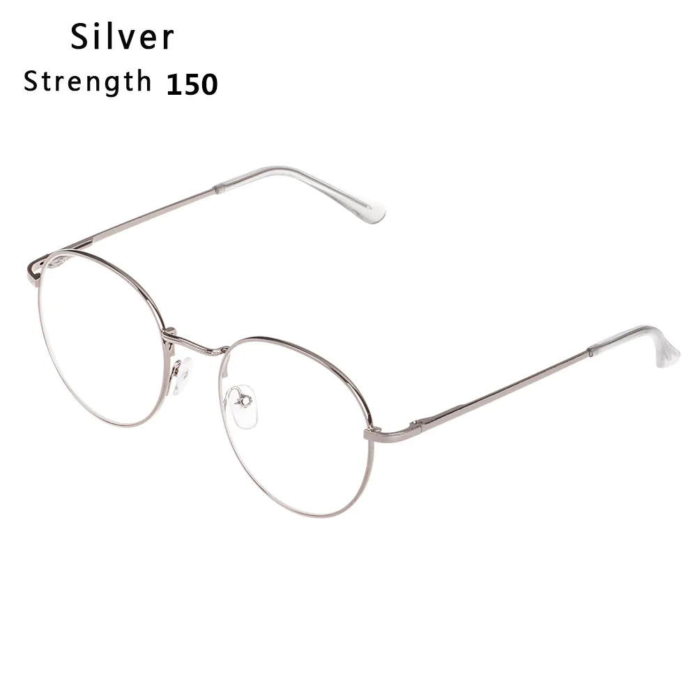 Silver-Myopia 1.5 Винтажные металлические круглые очки для чтения, ультра светильник, очки для близорукости, Классические близорукие очки, диоптрия-1-1,5-2-2,5-3-3,5-4 - Цвет оправы: Silver-Myopia 1.5