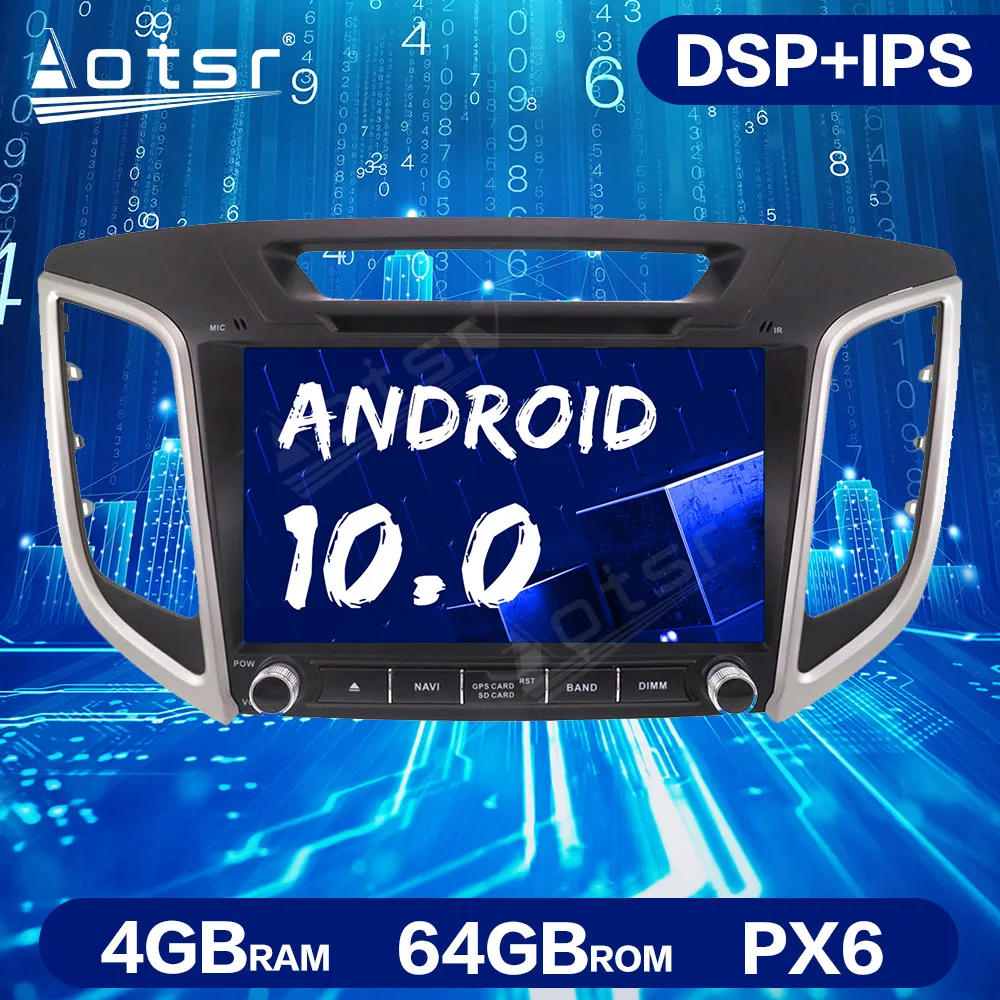 Автомагнитола PX6 Android 10 0 64 ГБ GPS-навигация для Hyundai Creta ix25 2014-2018 автомобильный
