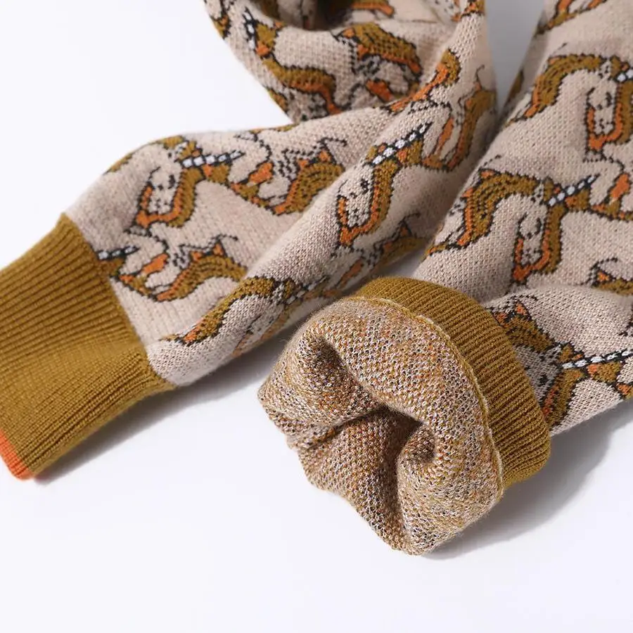 

Autumn and Winter New Jacquard Crew Neck Slim Fit Sweater Men's and Women's Sweater