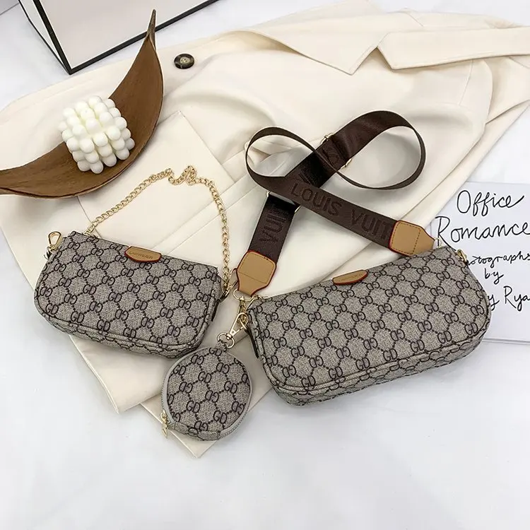 

Bag for Women 2021 Fashion Brand Designer Messenger Handbag Tote 3-IN-1 Leather Crossbody Handbag Tote Shoulder Bag Clutch Totes