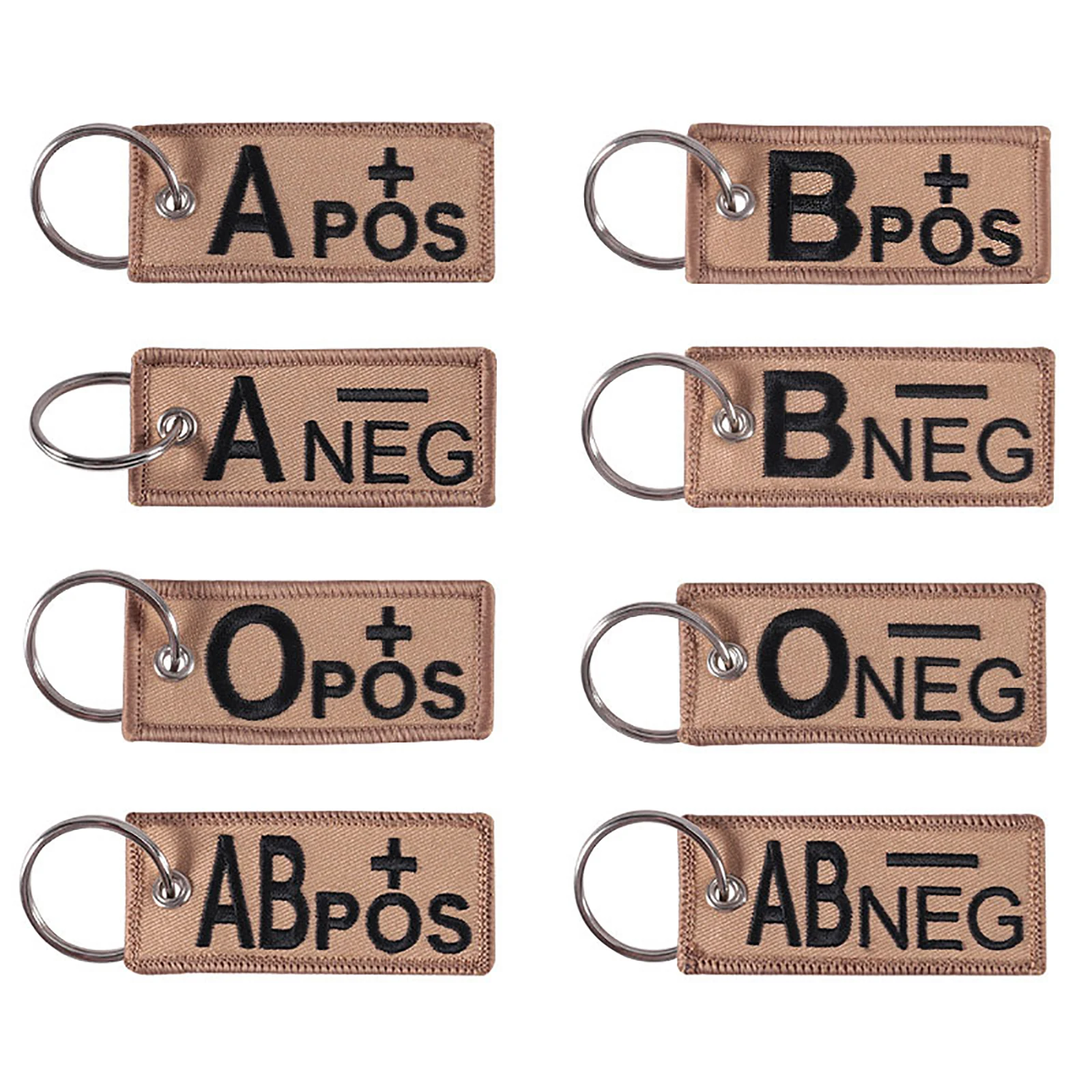 

Fashion Embroidery Blood Type Keychains A+B+AB+O+ Front POS Negative NEG Military Emergency Weave Fabric Keyring Key Chain Rings