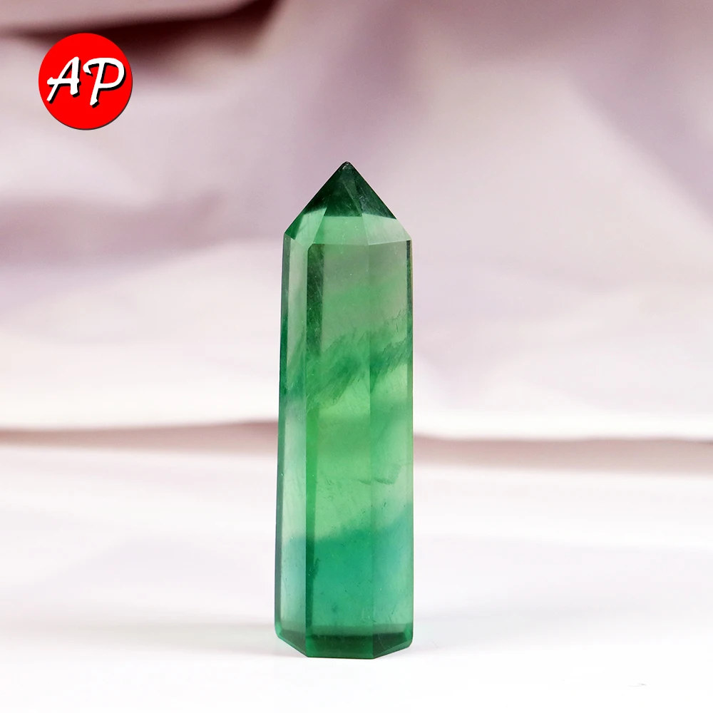 

1PC Natural Green Fluorite Repair Crystal Hexagonal Prisms Mineral Home Decoration Wand Treatment Stone DIY Gift