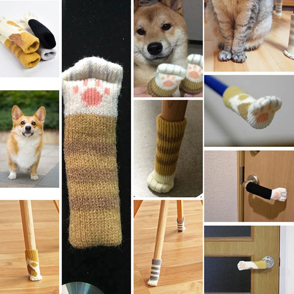 4 шт./компл. милый кот Paw Стол ног носки ножка стула чехлы протектор для пола