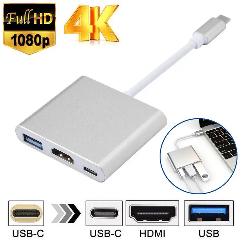 4K Usb c Type HDMI совместимый адаптер конвертер Typec к USB 3 0/Type C для Mac Air Pro Huawei Mate10 Samsung S8