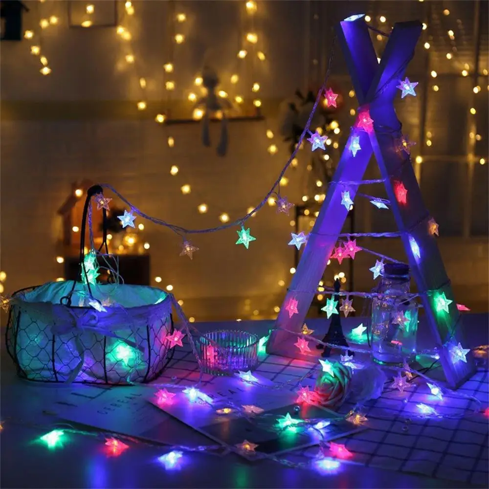 

Светодиодный ная гирлянсветильник со звездами, работающая от батарейки, Сказочная Гирлянда для дома, Рамадана вечерние НКИ, Рождества, свад...