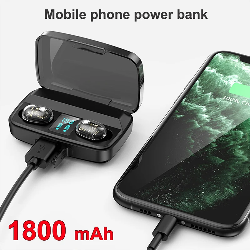 Беспроводные наушники M13C Bluetooth V5.0 1800 мАч внешний аккумулятор HD стерео