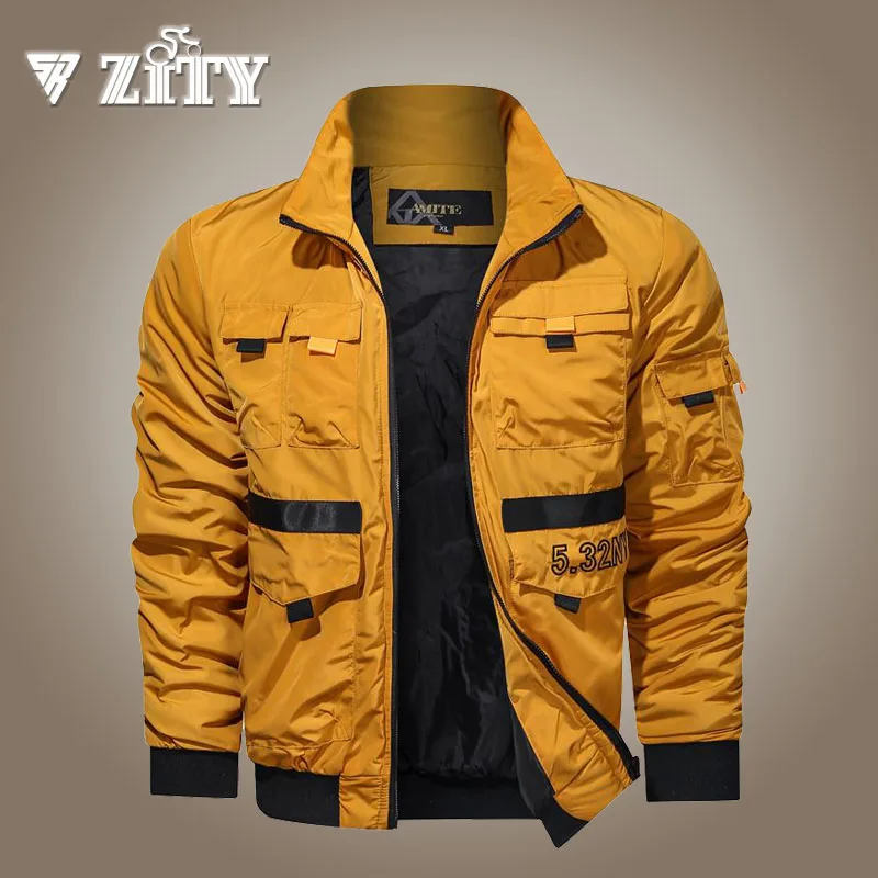 

Куртка ZITY Мужская в стиле милитари, хлопковая пилотная куртка, армейская куртка-бомбер с несколькими карманами, пиджак-карго для полета, вес...