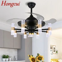 hongcui modern ceiling light with fan remote control 220v 110v led fixtures home decorative for living room bedroom restaurant