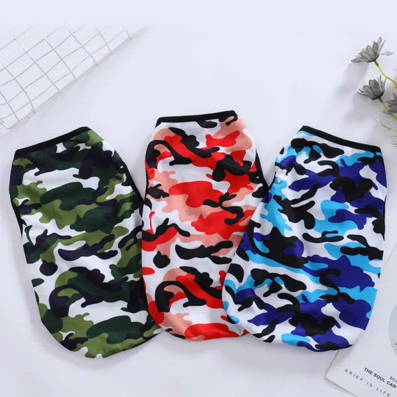 

Puppy Dog Clothes Summer Pets Mesh Vest For Cat Dog Breathable Thin Camouflage Cat Vest T shirt French Bulldog Pug Apparels