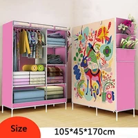 Simple Non-woven Cloth Folding Wardrobe DIY Assembly Bedroom Clothes Storage Cabinet Panoramic Pattern Large Wardrobe Closet