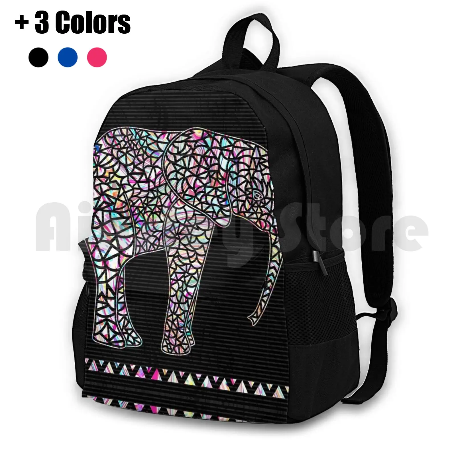 

Elephant Outdoor Hiking Backpack Waterproof Camping Travel Elephant Black Animals Wild