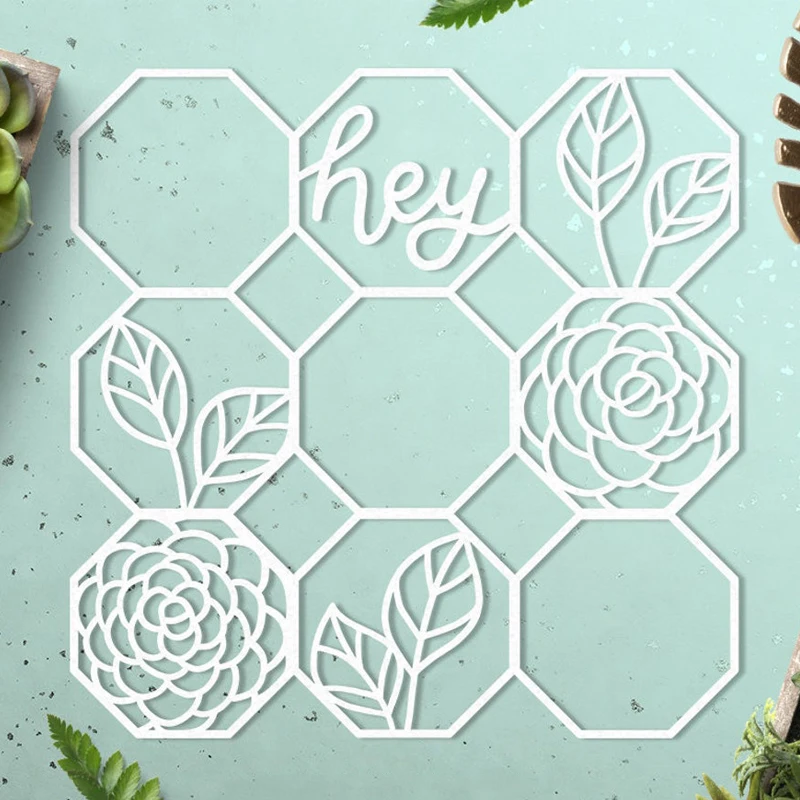 Металлические штампы с рамкой в 9 ячеек цветочным рисунком для рукоделия высечка