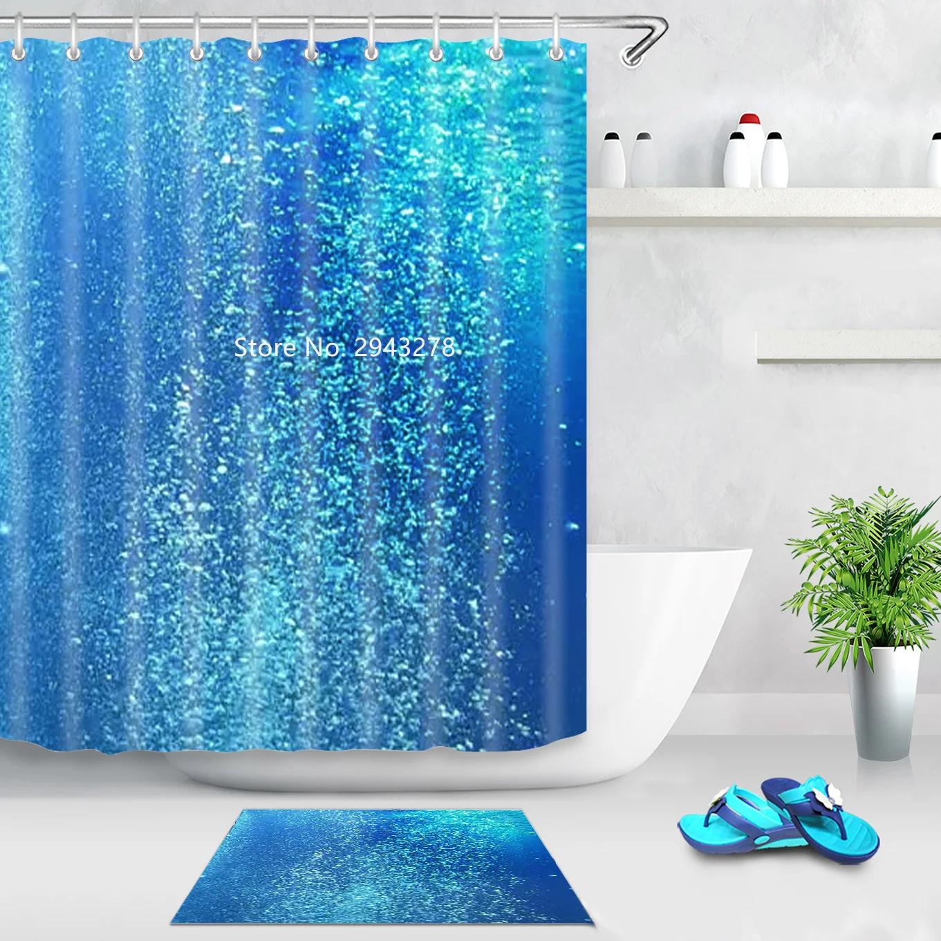 

Dream Starry Sky Series Design Waterproof and Mildewproof Washable Shower Curtain with Hook Bathroom Decoration Color Printing
