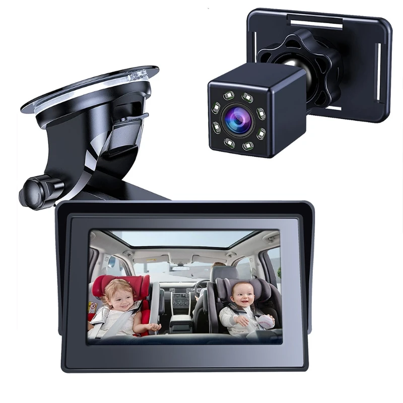 

N80C Baby Car Mirror Camera with 4.3'' High Definition Display Night Vision 360 Degree Rotating Dashboard for Car Rear Seat