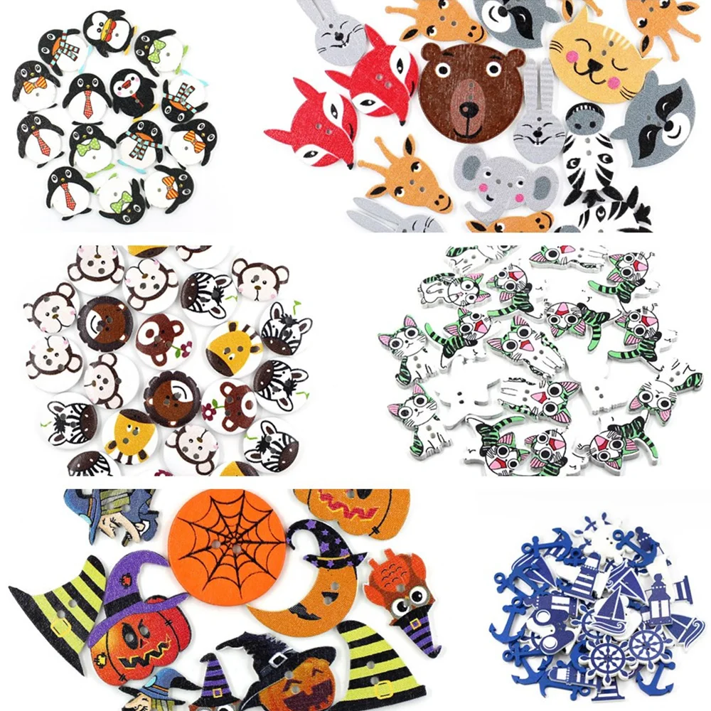 Животные кнопка 2 отверстия деревянные Кнопки декоративные кнопки для рукоделия