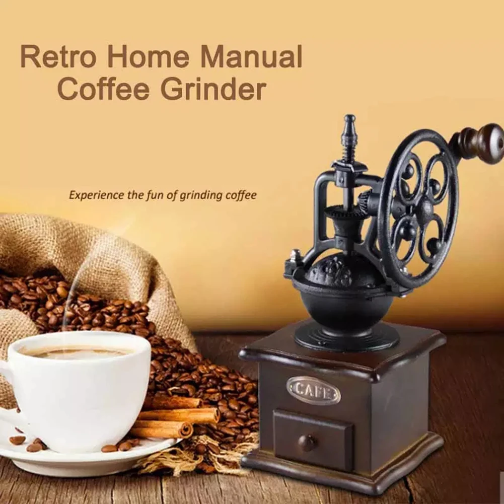 

Handmade Coffee Beans Spice Mini Burr Mill Grinders Classical Manual Coffee Grinder Hand Cast Iron Retro Kitchen Accessories
