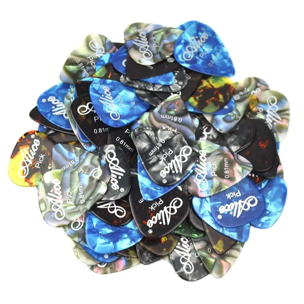 

100pcs Medium 0.81mm Alice Celluloid Guitar Picks Plectrums For Acoustic Guitar