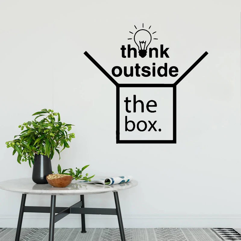 

Motivating Decal Quotes Vinyl Wall Sticker for Office Room Decoration Think Outside The Box Living Room Wallpaper Art Mural