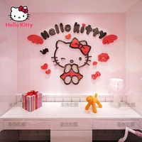 hello kitty girl room stickers wall decoration cute creative personality 3d stereo wall stickers girl gift