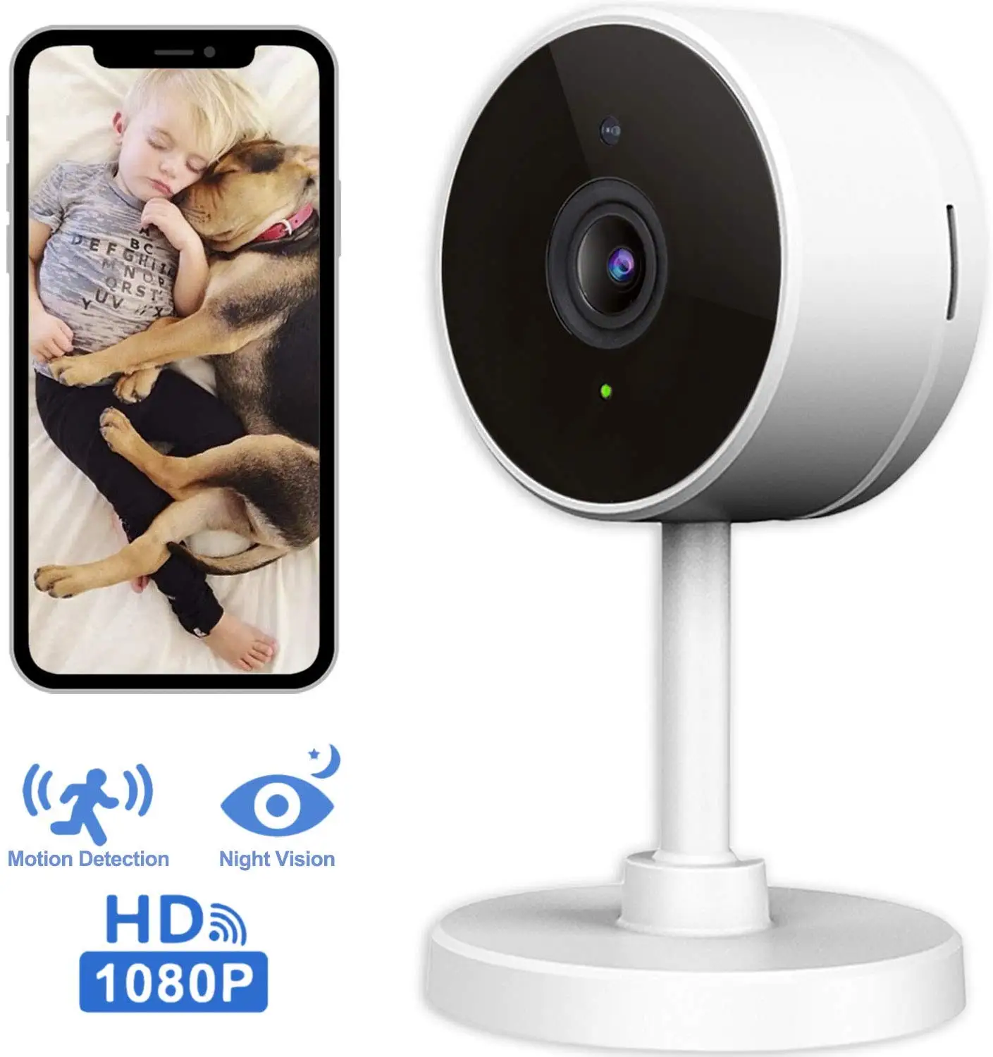 Умная Wi Fi камера 1080p беспроводная комнатная IP видеонаблюдения 2 4G с ночным