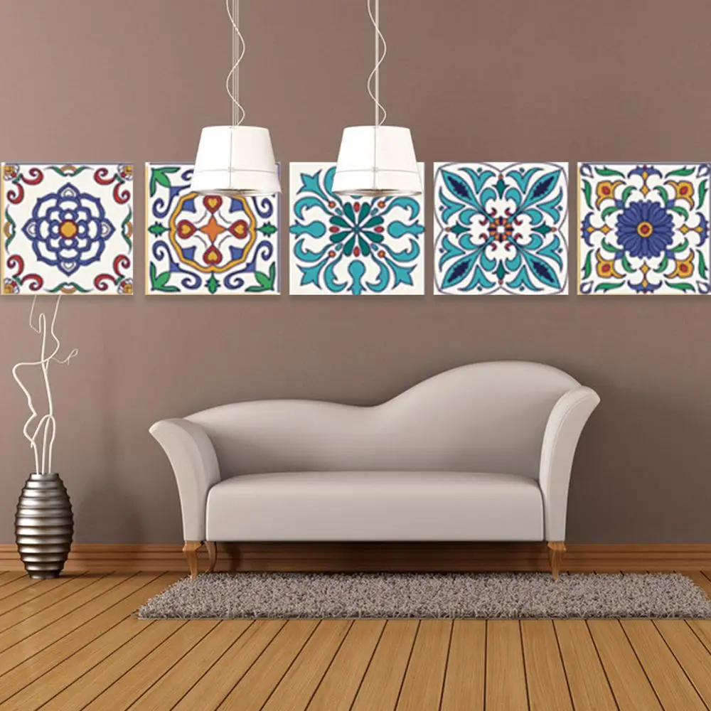 Плитка с цветочным узором настенные стикеры в марокканском стиле для ванной