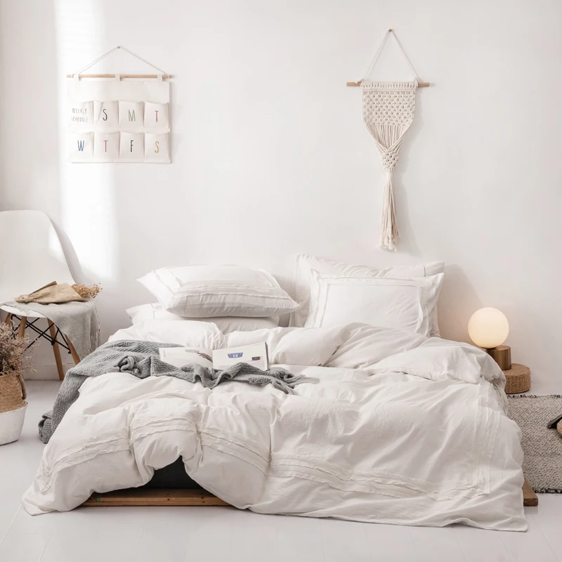 100% хлопок однотонный комплект постельных принадлежностей для близнецов королев