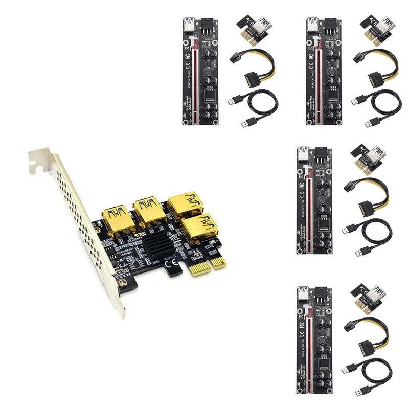 PCIE PCI-E Райзер от 1 до 4 USB 3 0 карта множитель концентратор PCI Express 1X 16X адаптер для