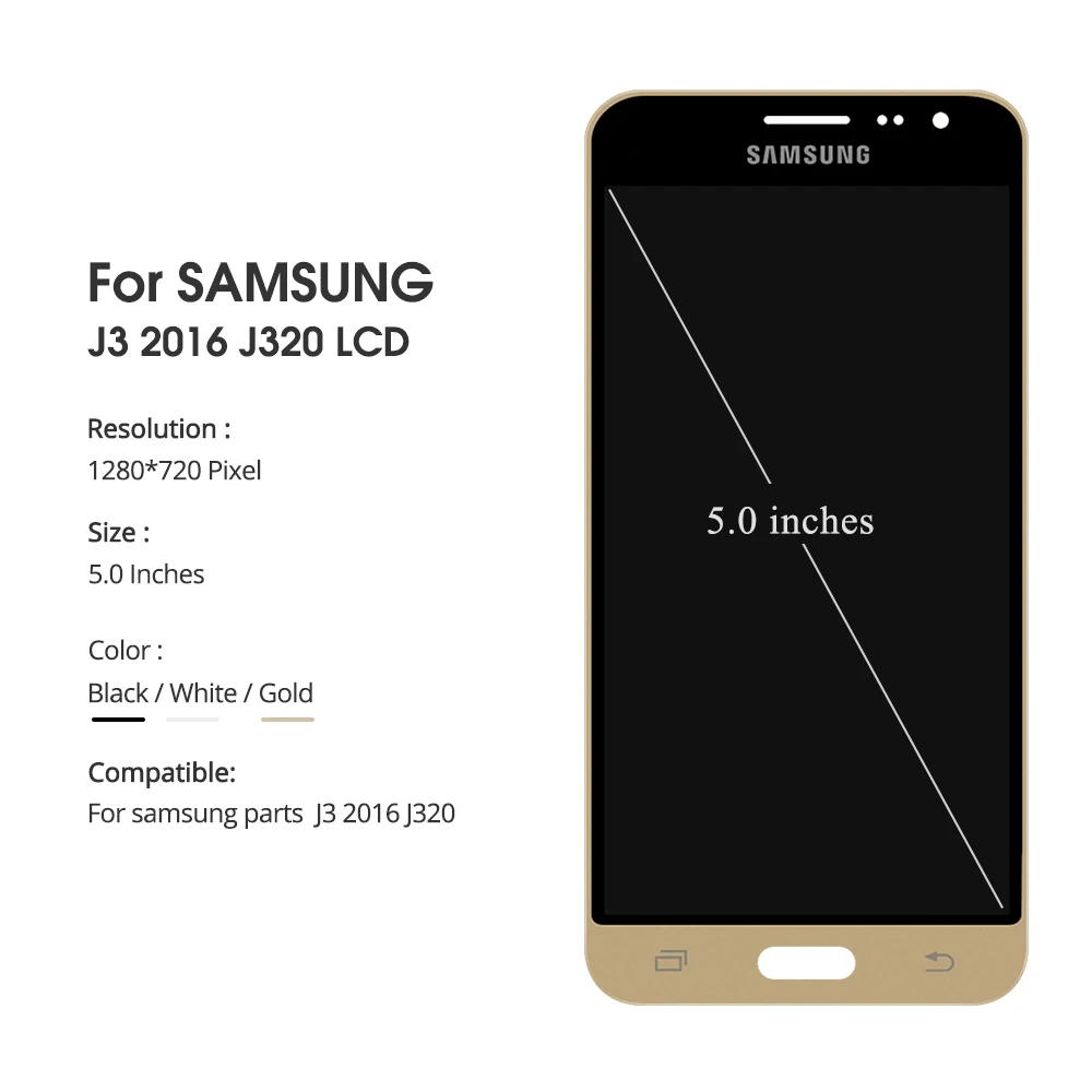 100% супер AMOLED lcd для samsung Galaxy J3 2016 J320 J320F J320H J320M J320FN s дисплей с кодирующий