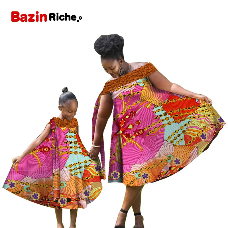 Платья для матери и дочери 2021 популярного типа трапециевидного силуэта с