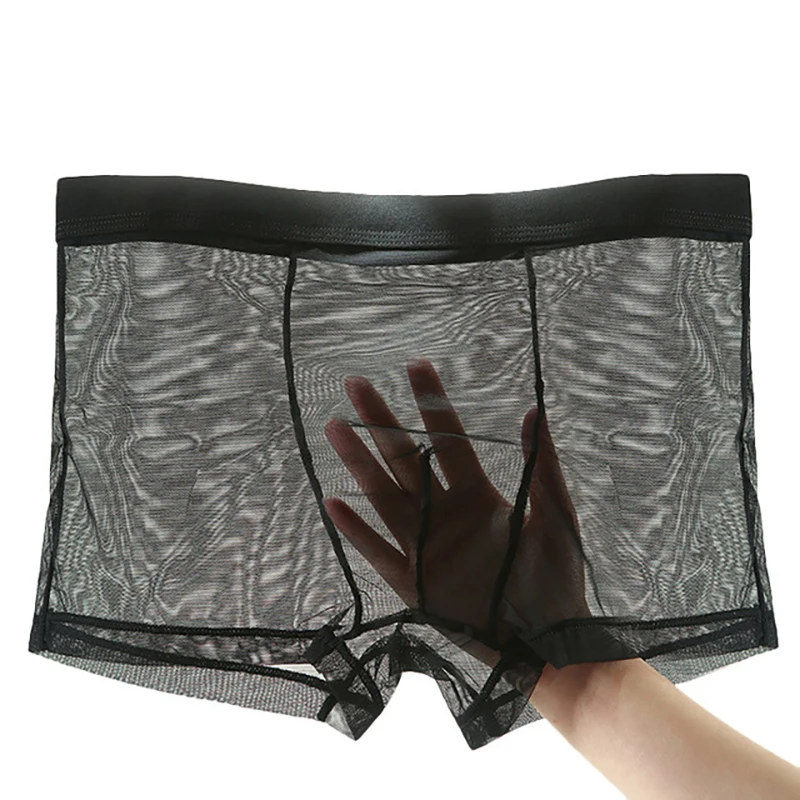 

Men Sexy Seamless Underwear Pants Ultra-Thin Transparent Mens Boxer Shorts Mid-rise Mesh See Through Male Homme Panties Trunks