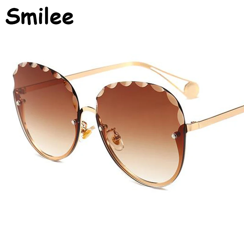 Модные градиентные солнцезащитные очки без оправы роскошный дизайн Женские